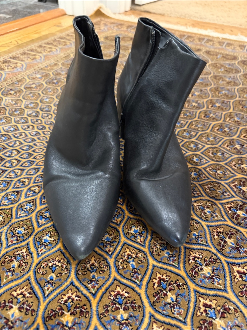 Alex Marie Black Pointed Toe Ankle Booties with Side Zip